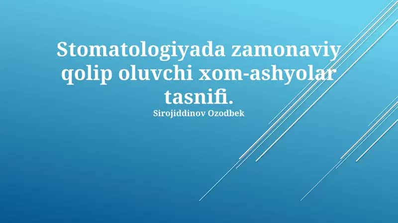 Zamonaviy tish protez materiallarining tasnifi 1