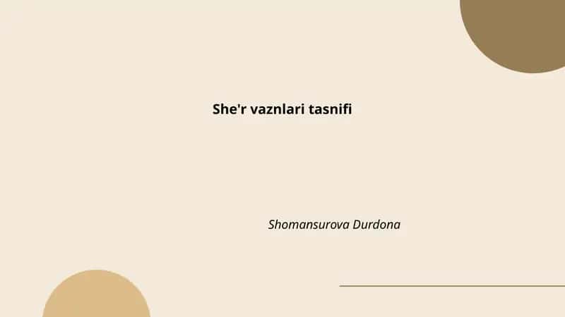 She'r vaznlari tasnifi 1