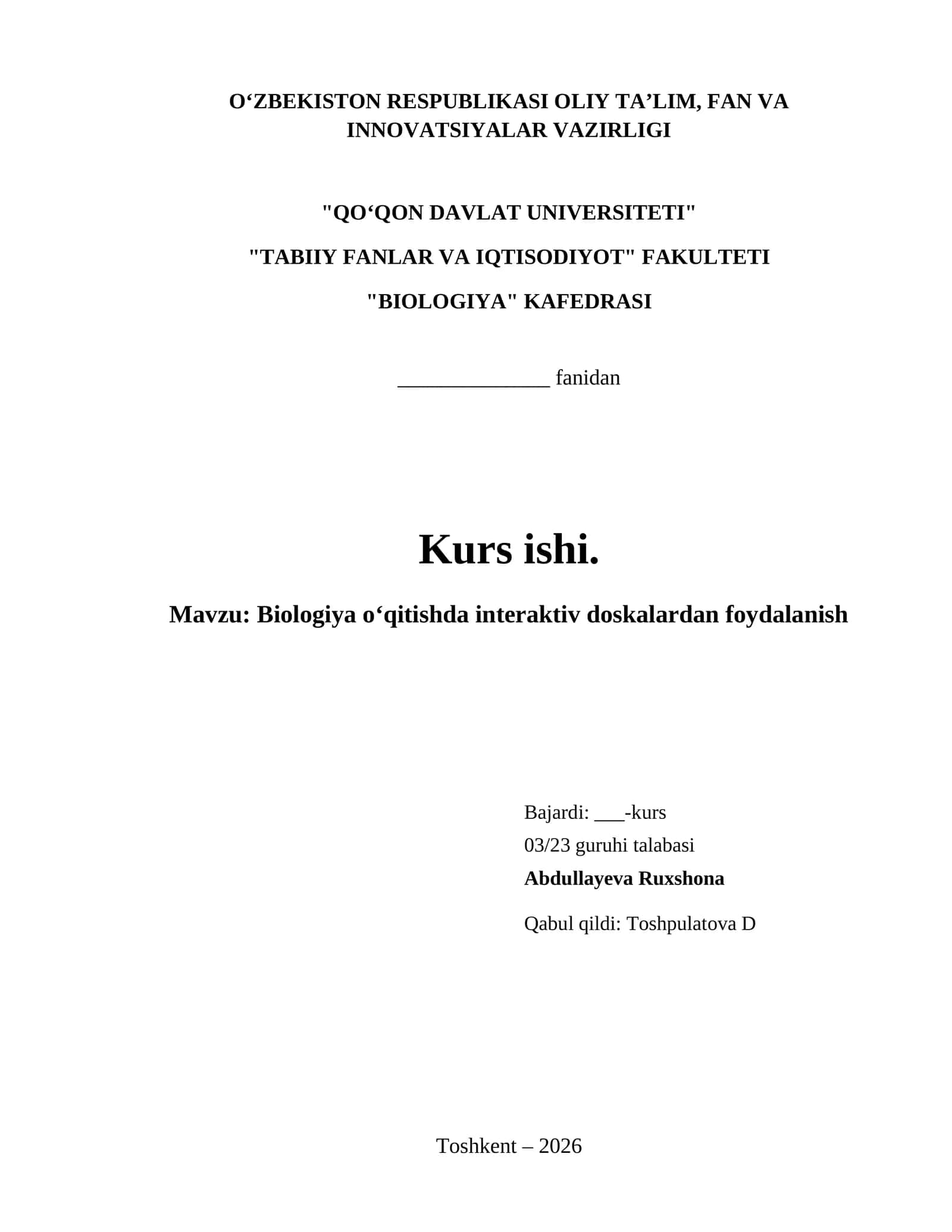 Biologiya oʻqitishda interaktiv doskalardan foydalanish 1