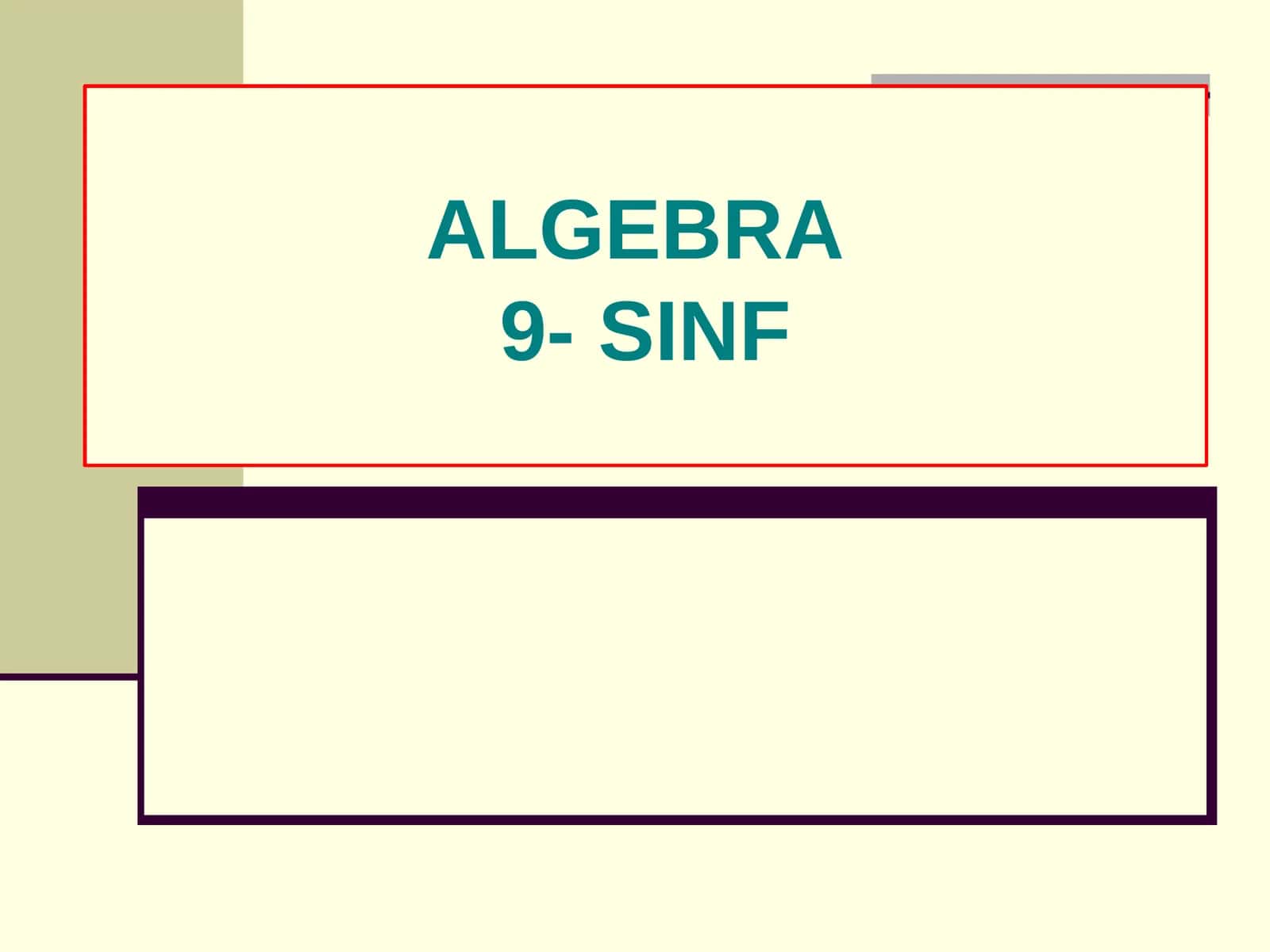 ALGEBRA9- SINF 1