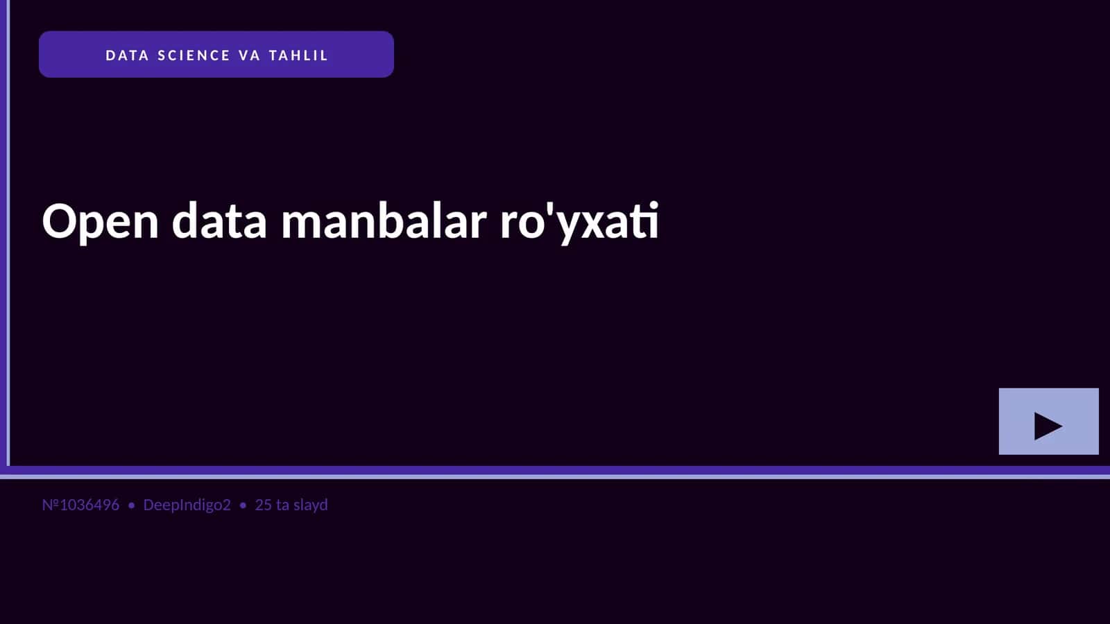 Open data manbalar ro'yxati 1