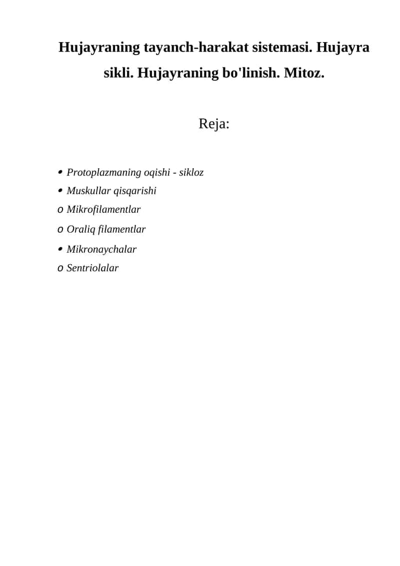 Hujayraning tayanch-harakat sistemasi 1