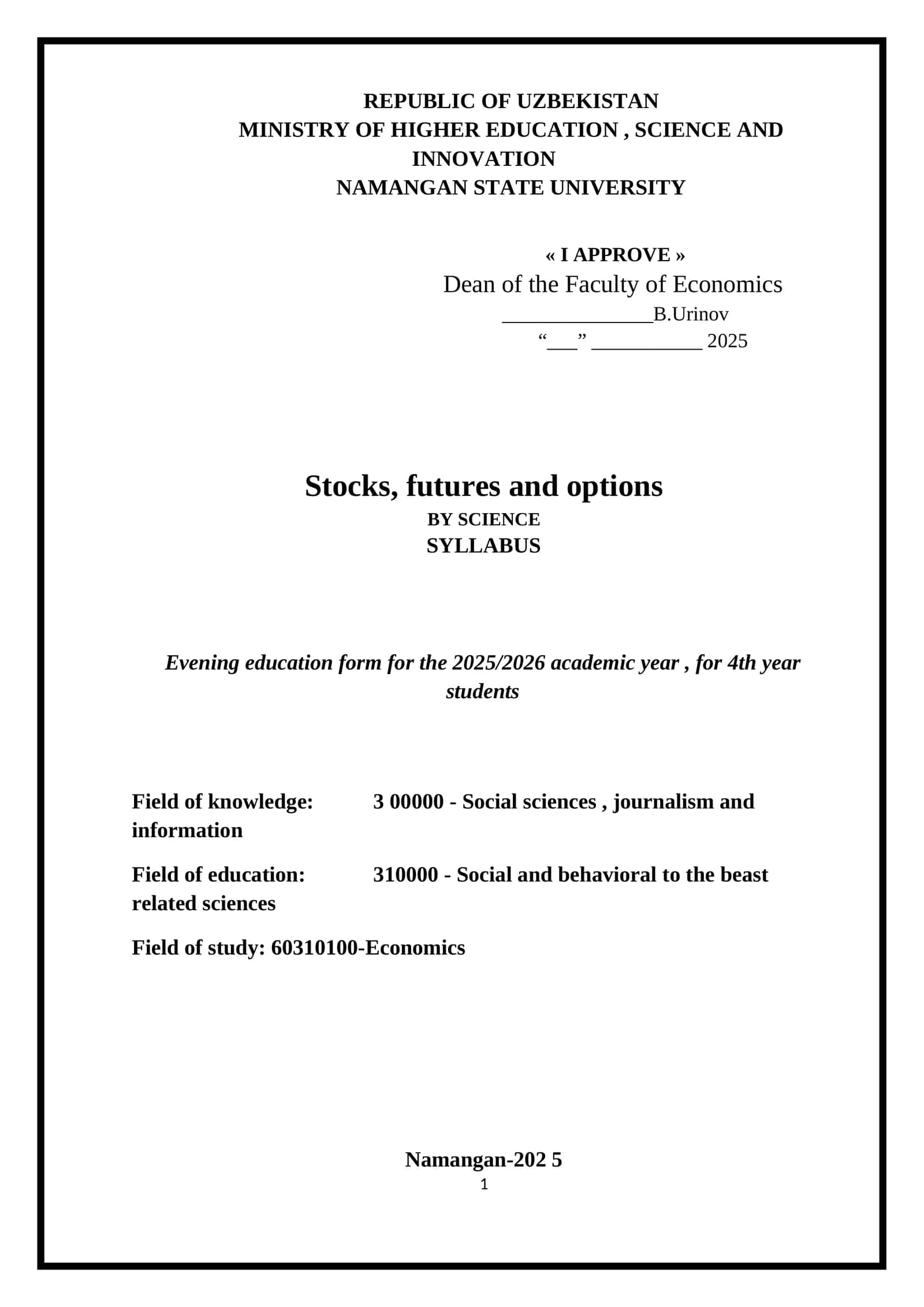 Stocks, futures and options 1