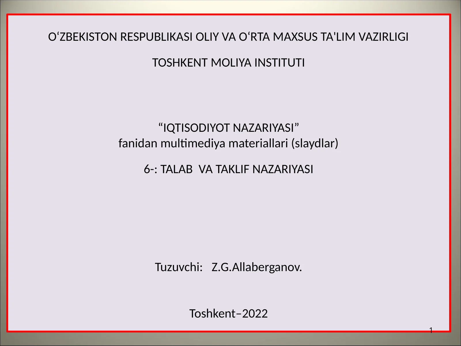 TALAB VA TAKLIF NAZARIYASI 1