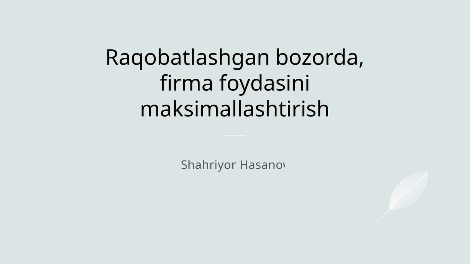 Globalizatsiya va Bozor Kengaytirish 1