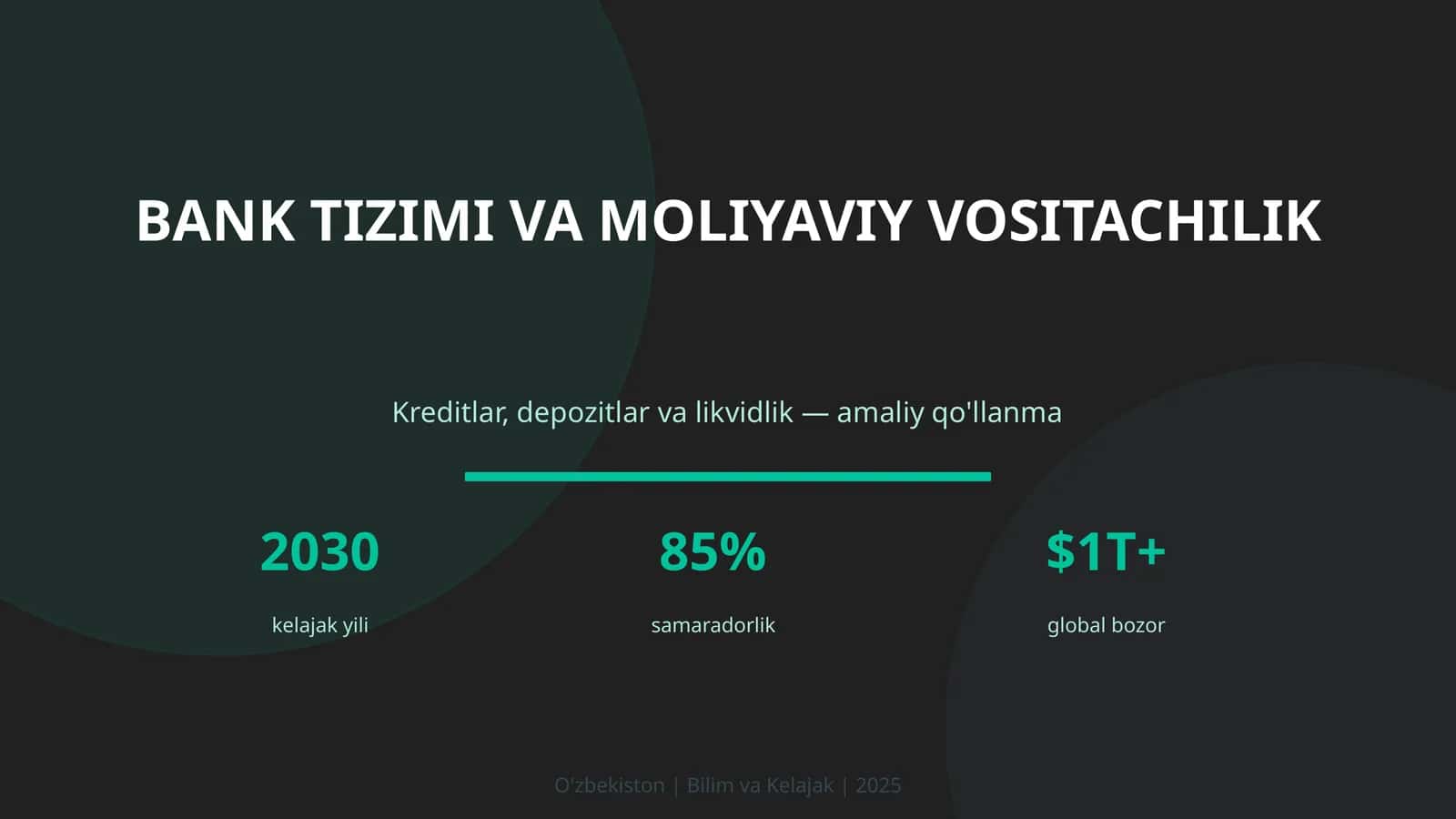 Bank Tizimi va Maliyaviy Vositachilik - Kreditlar, Depozitlar va Likvidlik 1