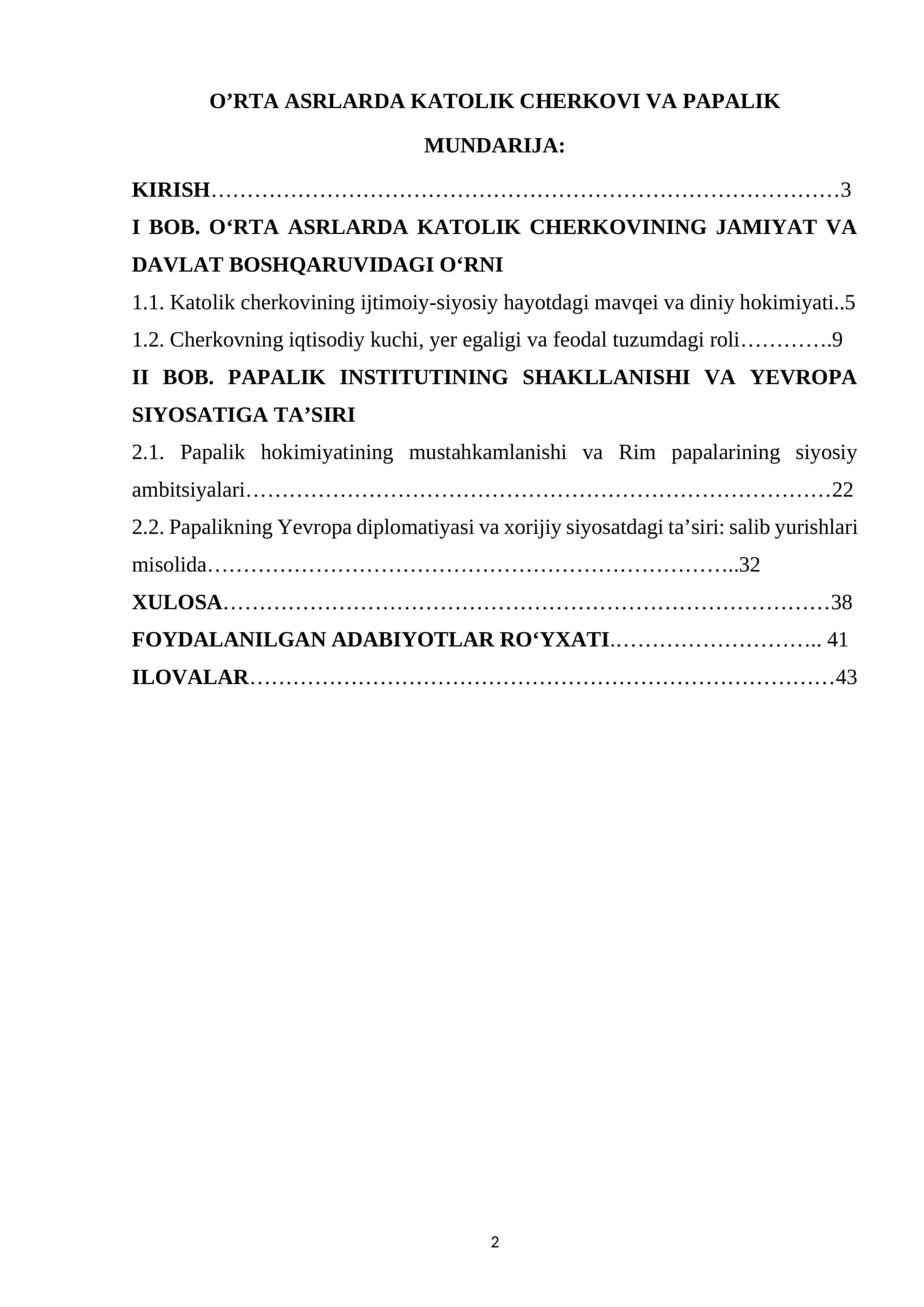 O’RTA ASRLARDA KATOLIK CHERKOVI VA PAPALIK 1