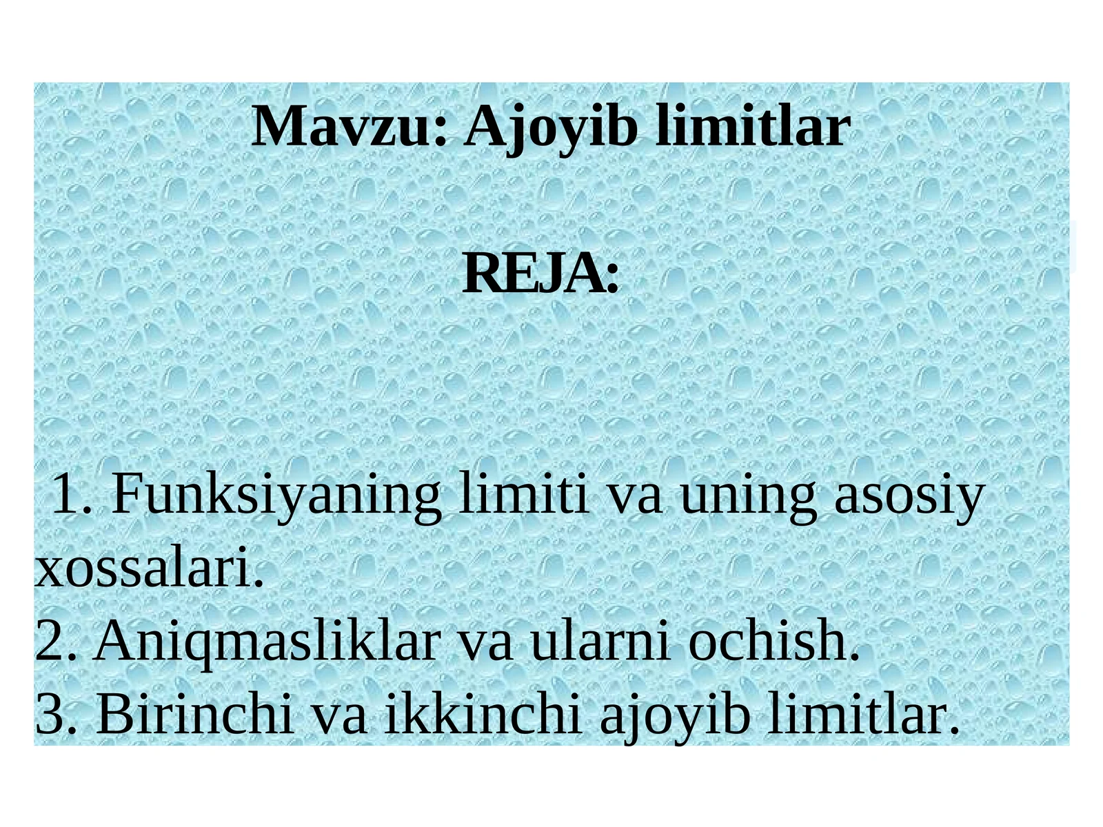 Ajoyib limitlar 1