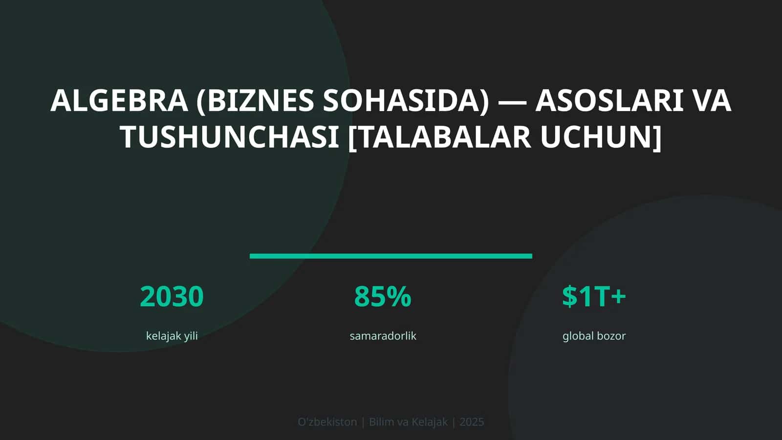 Algebra (biznes sohasida) — asoslari va tushunchasi [talabalar uchun] 1