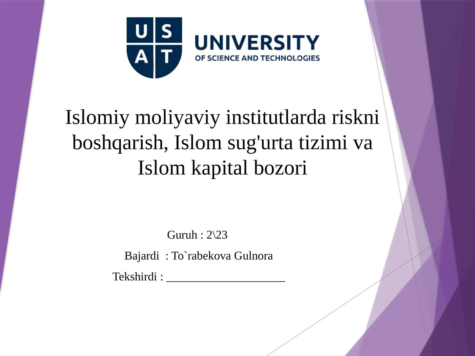 Islomiy moliyaviy institutlar 1