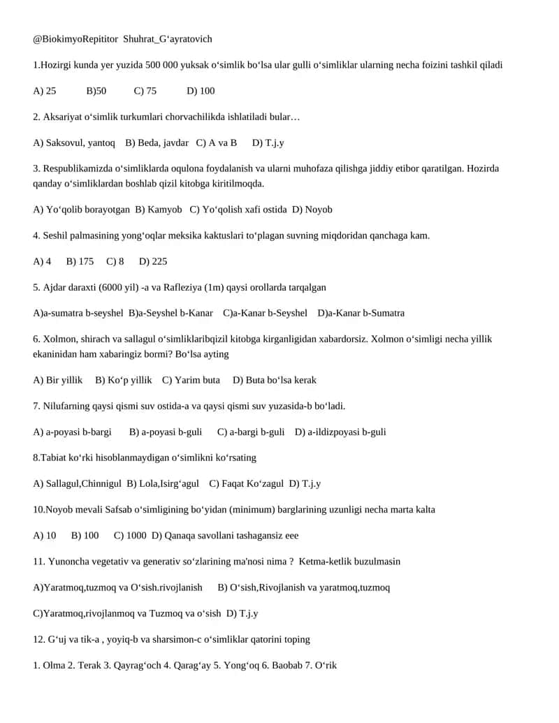 Biokimyo Repititor Shuhrat_G‘ayratovich 1