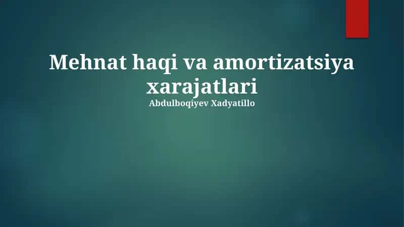 Mehnat haqi va amortizatsiya xarajatlari 1
