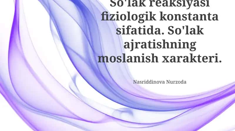 So'lak ajratish reaksiyasi fiziologik konstanta sifatida 1