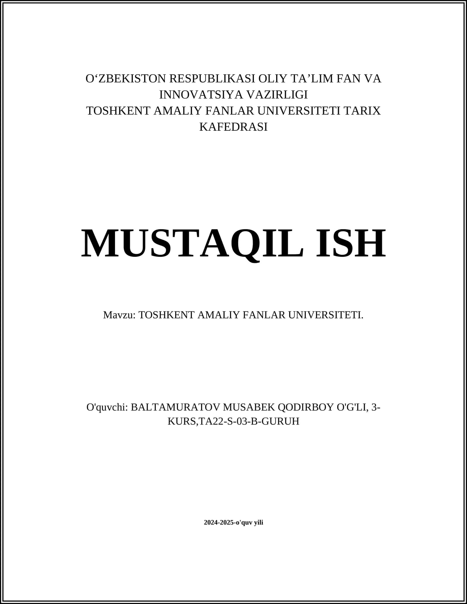 Toshkent Amaliy Fanlar Universiteti 1