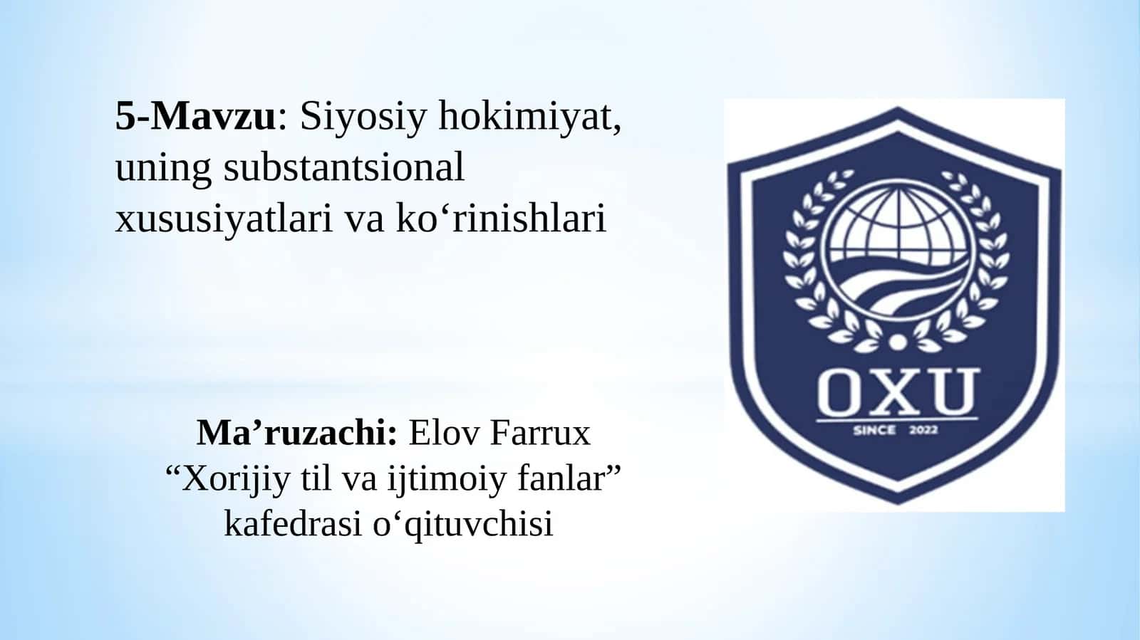 Siyosiy hokimiyat, uning substantsional xususiyatlari va ko‘rinishlari 1