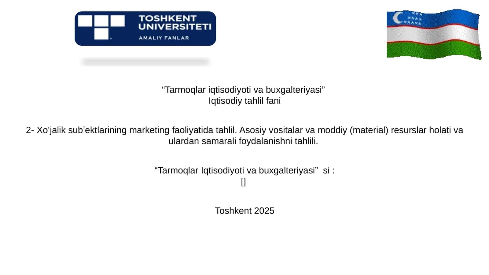 Xo’jalik subʼektlarining marketing faoliyatida tahlil. Asosiy vositalar va moddiy (material) resurslar holati va ulardan samarali foydalanishni tahlili 1