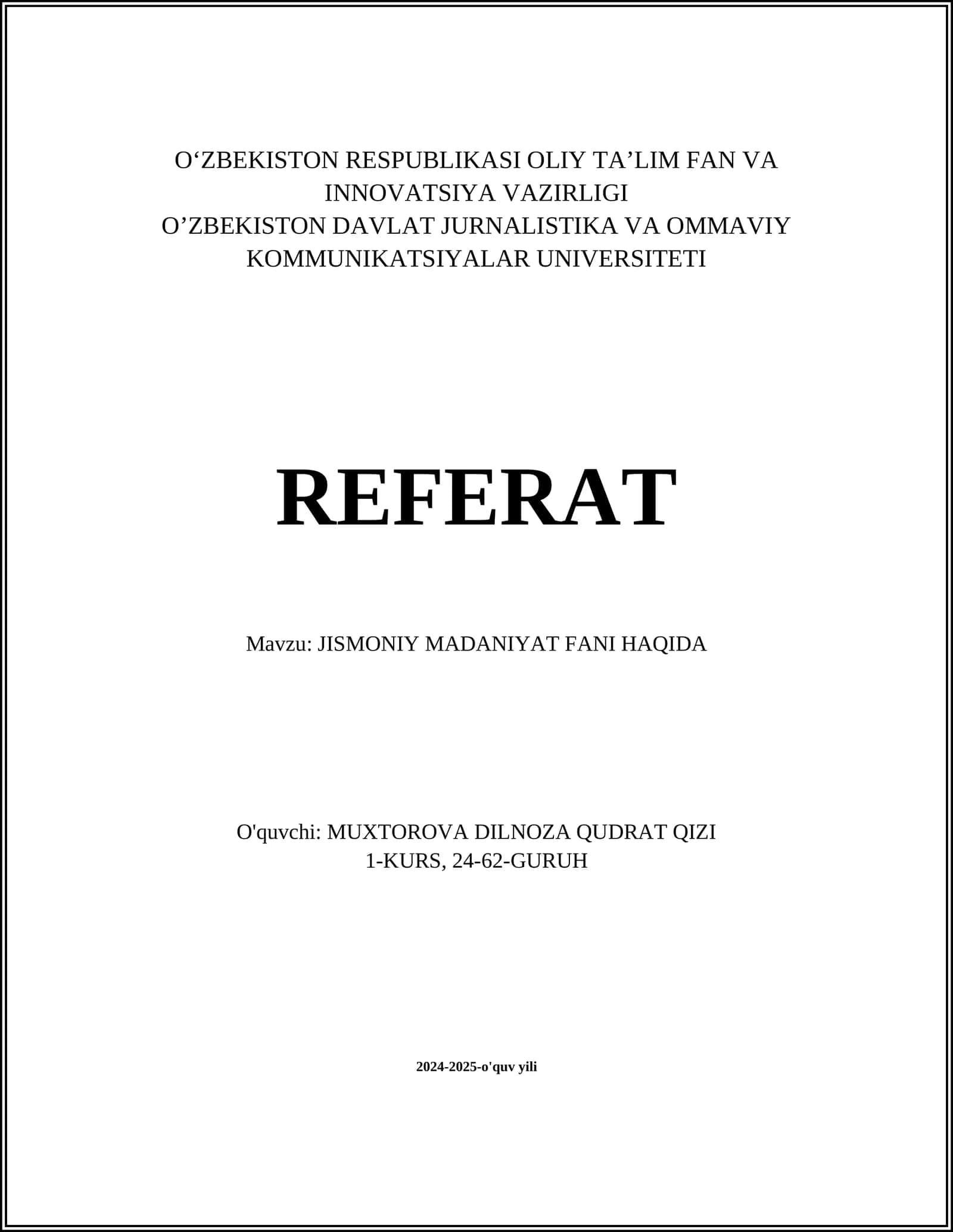 JISMONIY MADANIYAT FANI HAQIDA 1