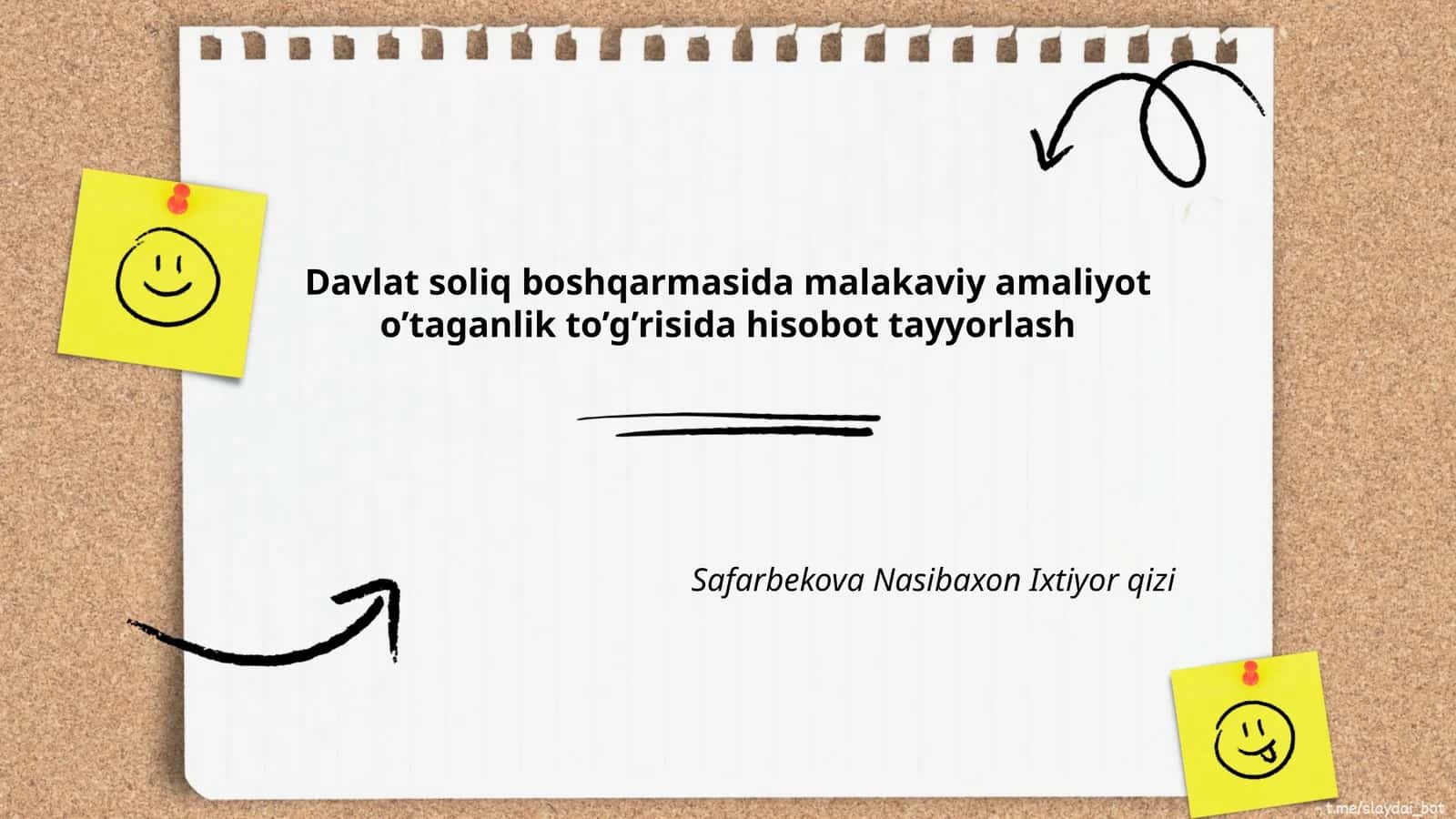 Davlat soliq boshqarmasida malakaviy amaliyot o’taganlik to’g’risida hisobot tayyorlash 1