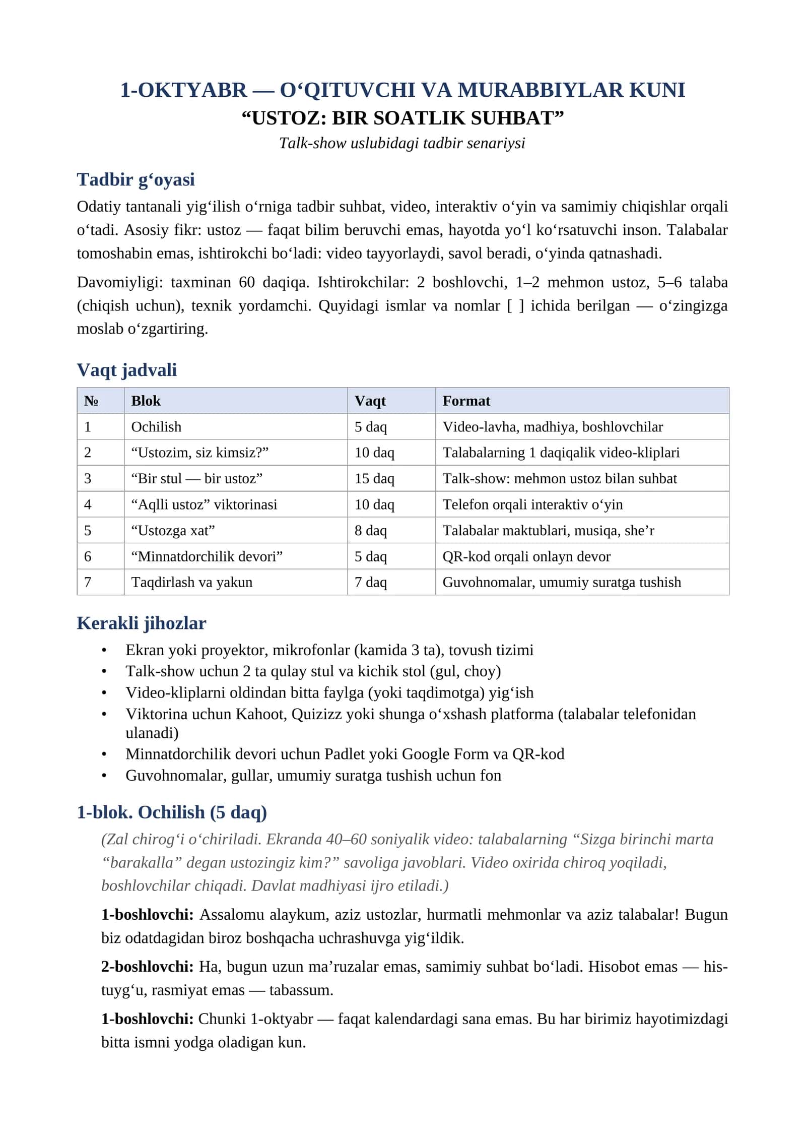 1-oktyabr Murabbiylar kuni tadbir senariysi 1