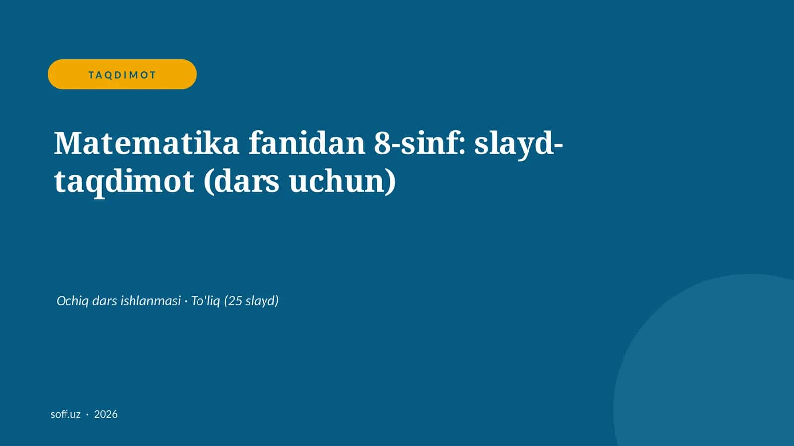Matematika fanidan 8-sinf: slayd-taqdimot (dars uchun) 1