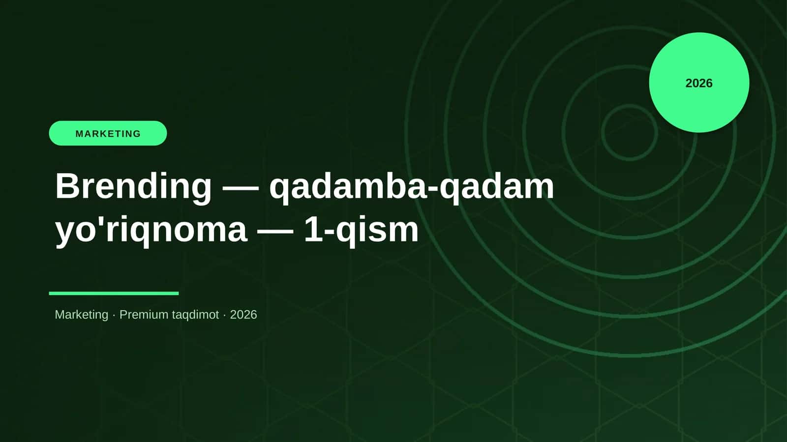 Brending — qadamba-qadam yo'riqnoma — 1-qism 1
