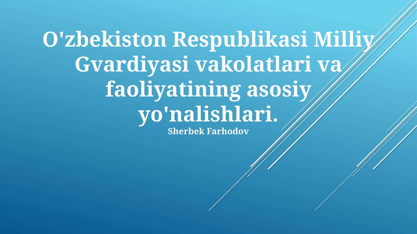 O'zbekiston Respublikasi Milliy Gvardiyasi vakolatlari va faoliyatining asosiy yo'nalishlari 1
