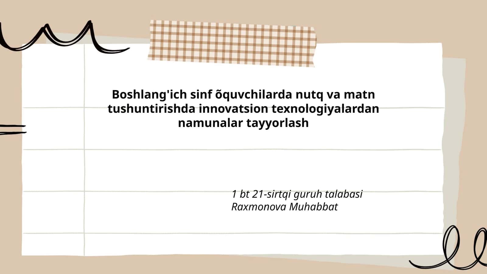 Boshlang'ich sinf õquvchilarda nutq va matn tushuntirishda innovatsion texnologiyalardan namunalar tayyorlash 1