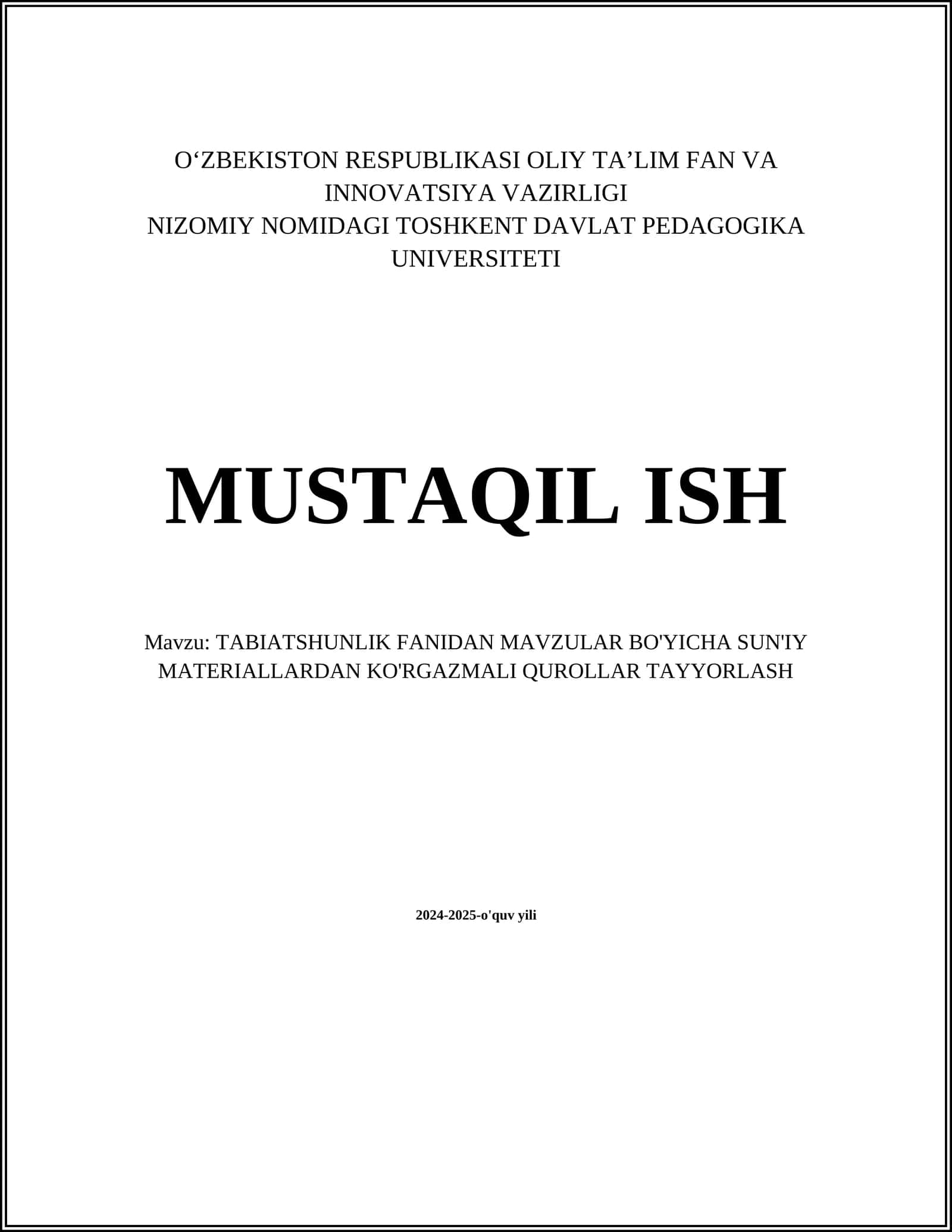 MATOLAR VA TO'QIMACHILIK MAHSULOTLARI TAYYORLASH 1