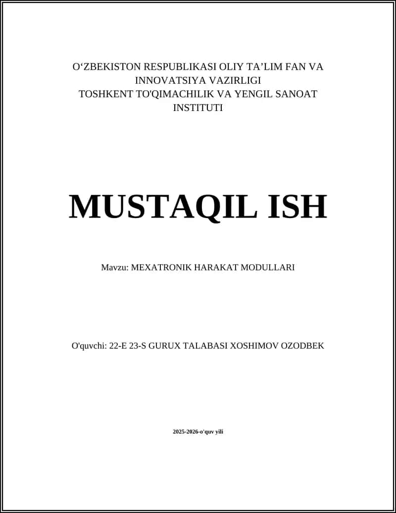 MEXATRONIK HARAKAT MODULLARI 1