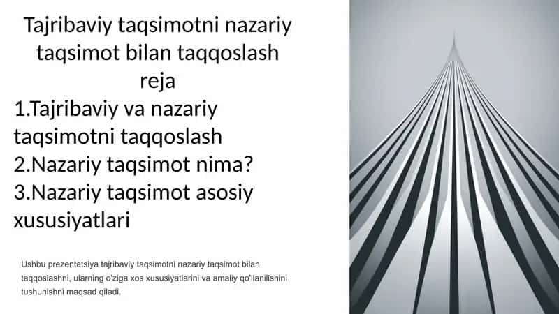 Tajribaviy taqsimotni nazariy taqsimot bilan taqqoslash 1