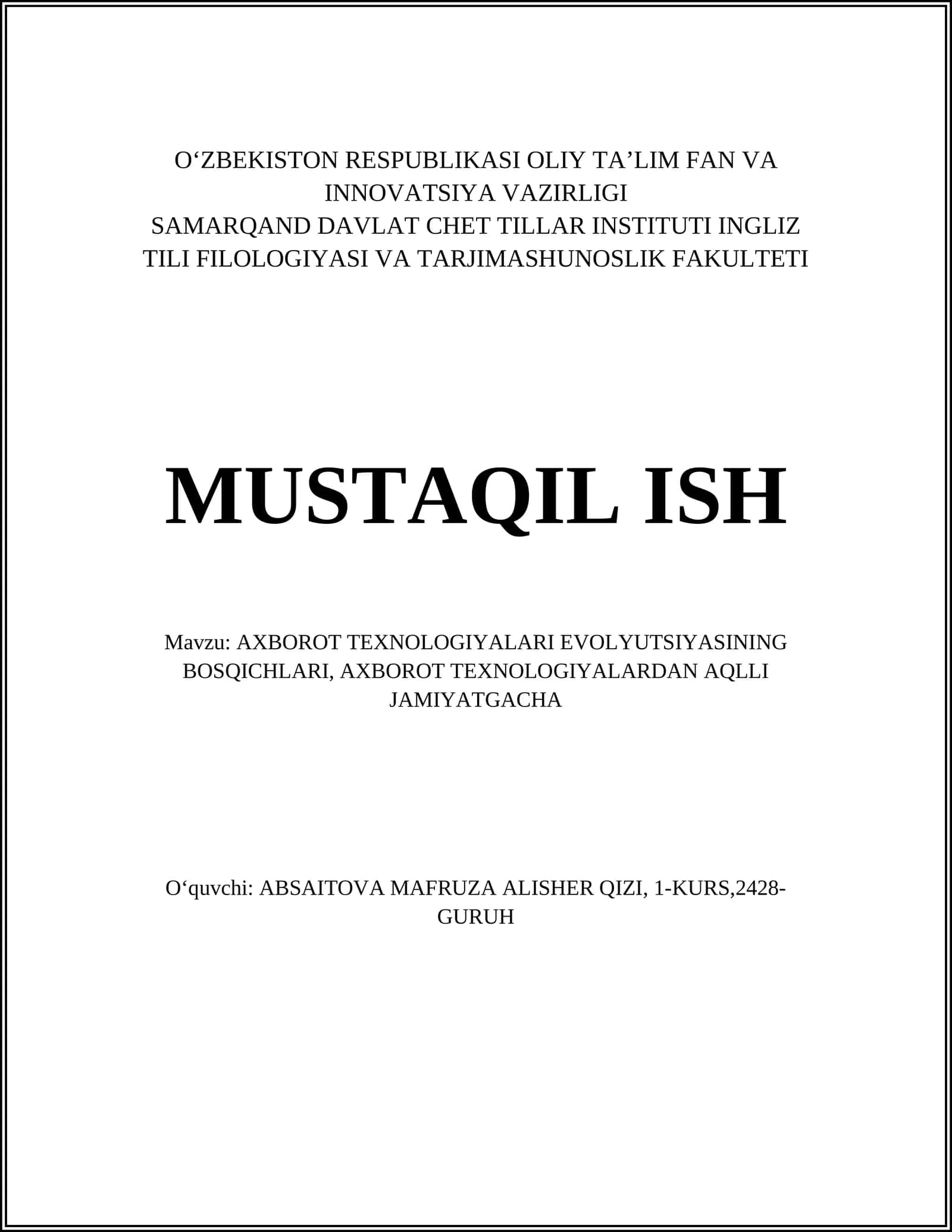 Axborot texnologiyalari evolyutsiyasi 1