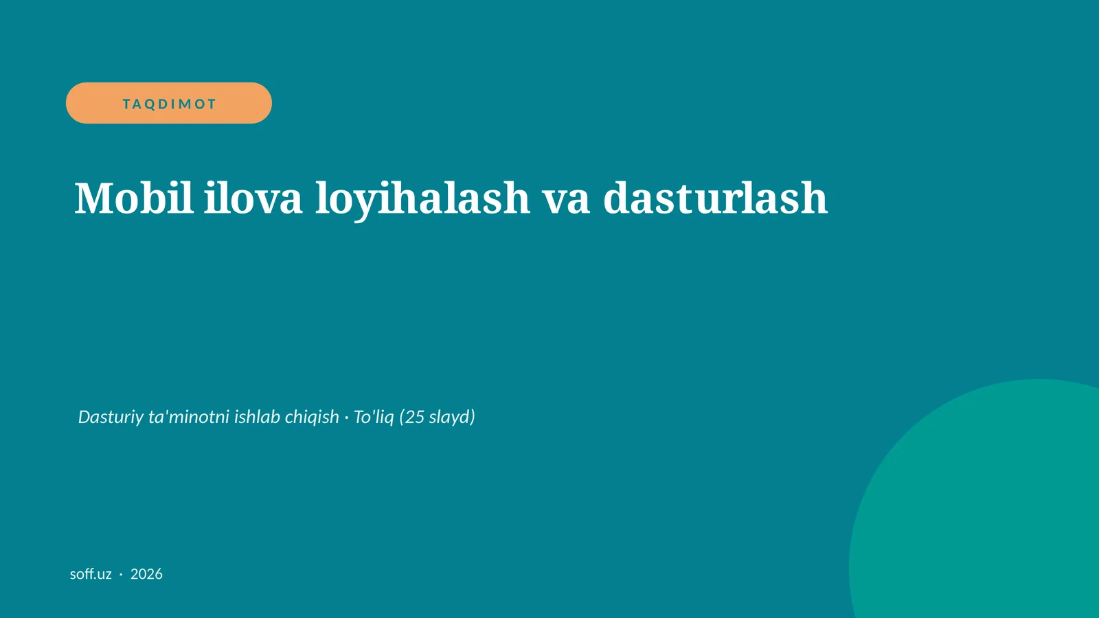 Mobil ilova loyihalash va dasturlash 1
