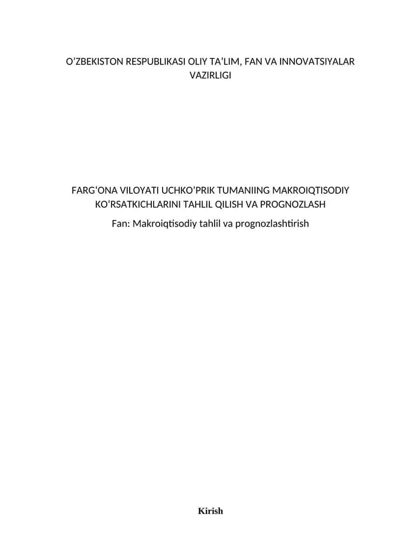 Makroiqtisodiy tahlil va prognozlashtirish 1