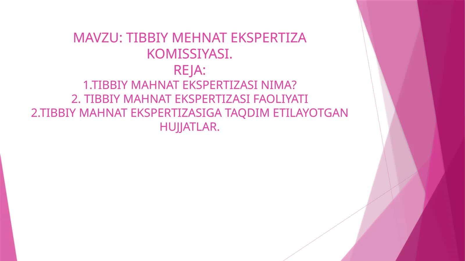 TIBBIY MEHNAT EKSPERTIZA KOMISSIYASI 1