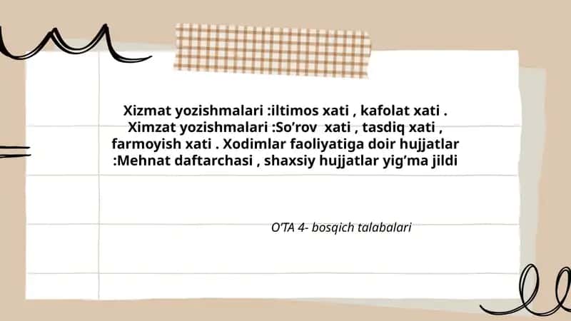Xizmat yozishmalari 1