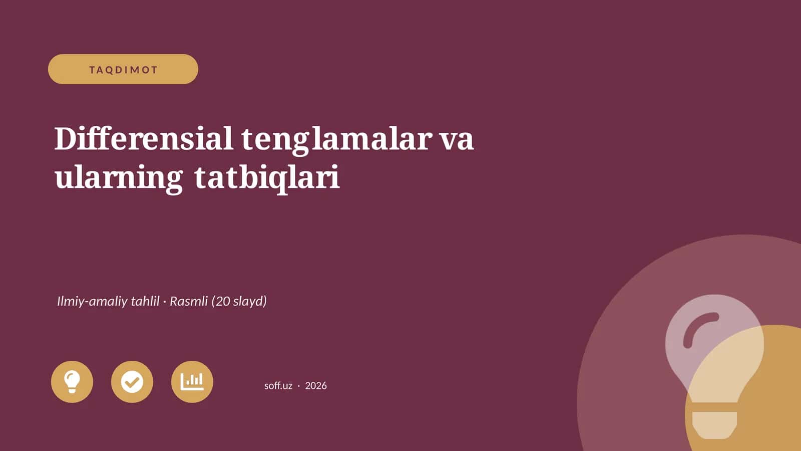 Differensial tenglamalar va ularning tatbiqlari 1