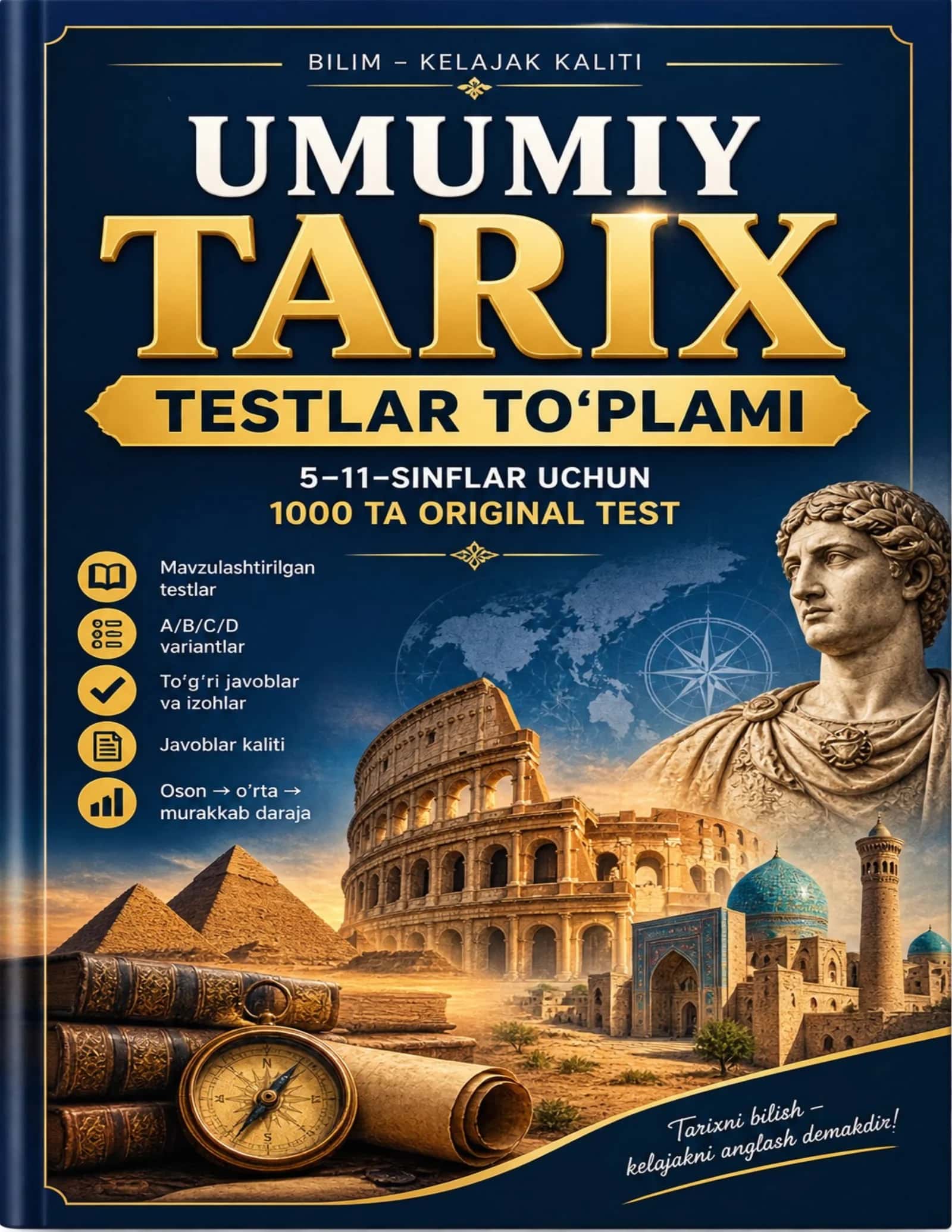 📚"Umumiy tarix — 1000 ta test | 5–11-sinflar | PDF + Word" 1