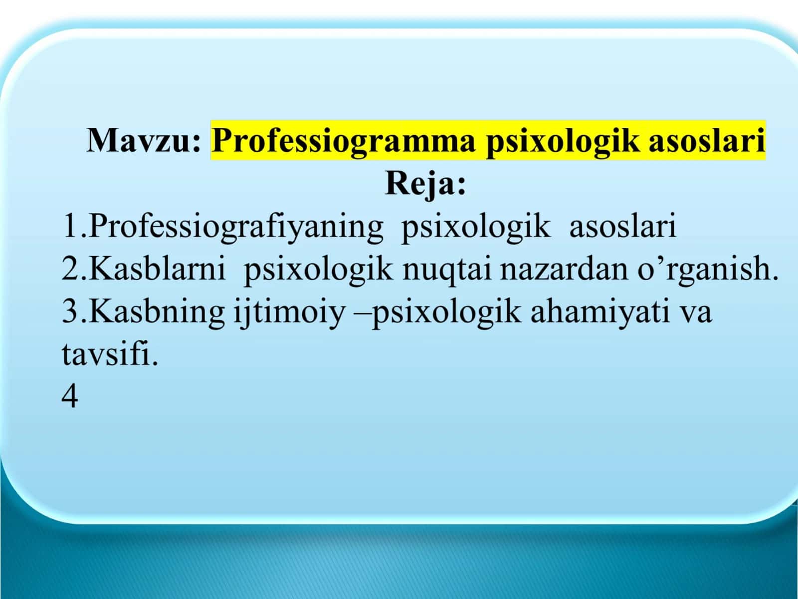 Topshiriqlar, baholash ko’rsatkichlari va mezonlari 1