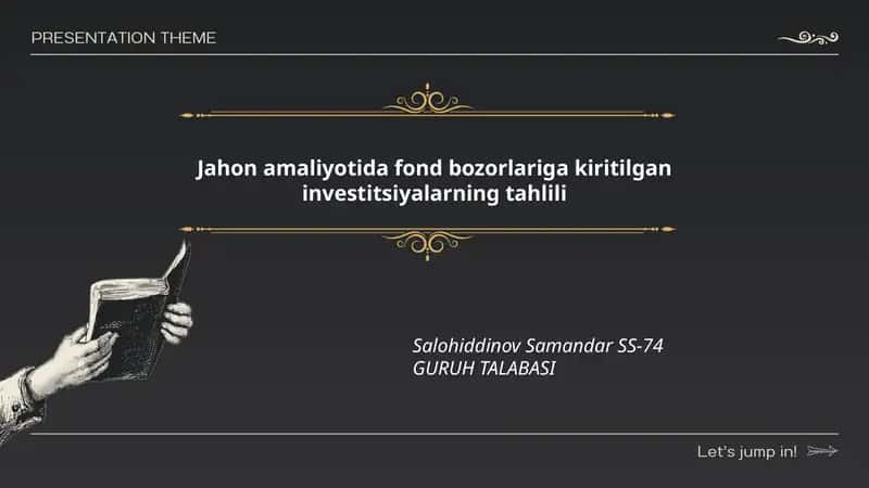 Jahon amaliyotida fond bozorlariga kiritilgan investitsiyalarning tahlili 1