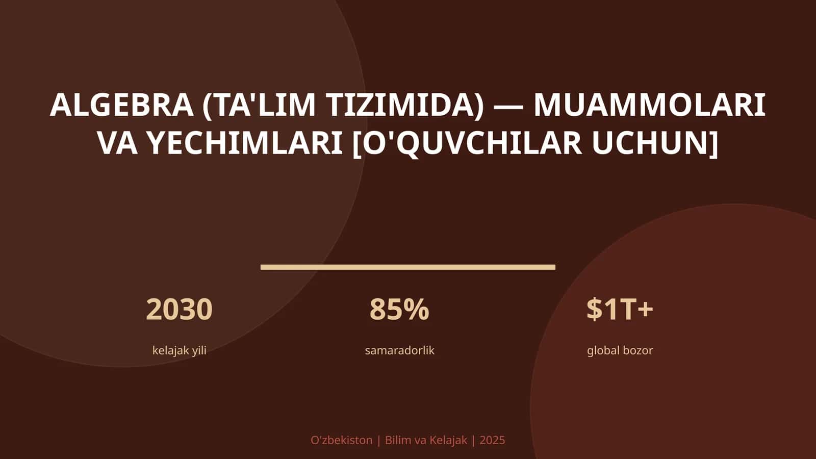 Algebra (TA'LIM TIZIMIDA) — MUAMMOLARI VA YECHIMLARI [O'QUVCHILAR UCHUN] 1