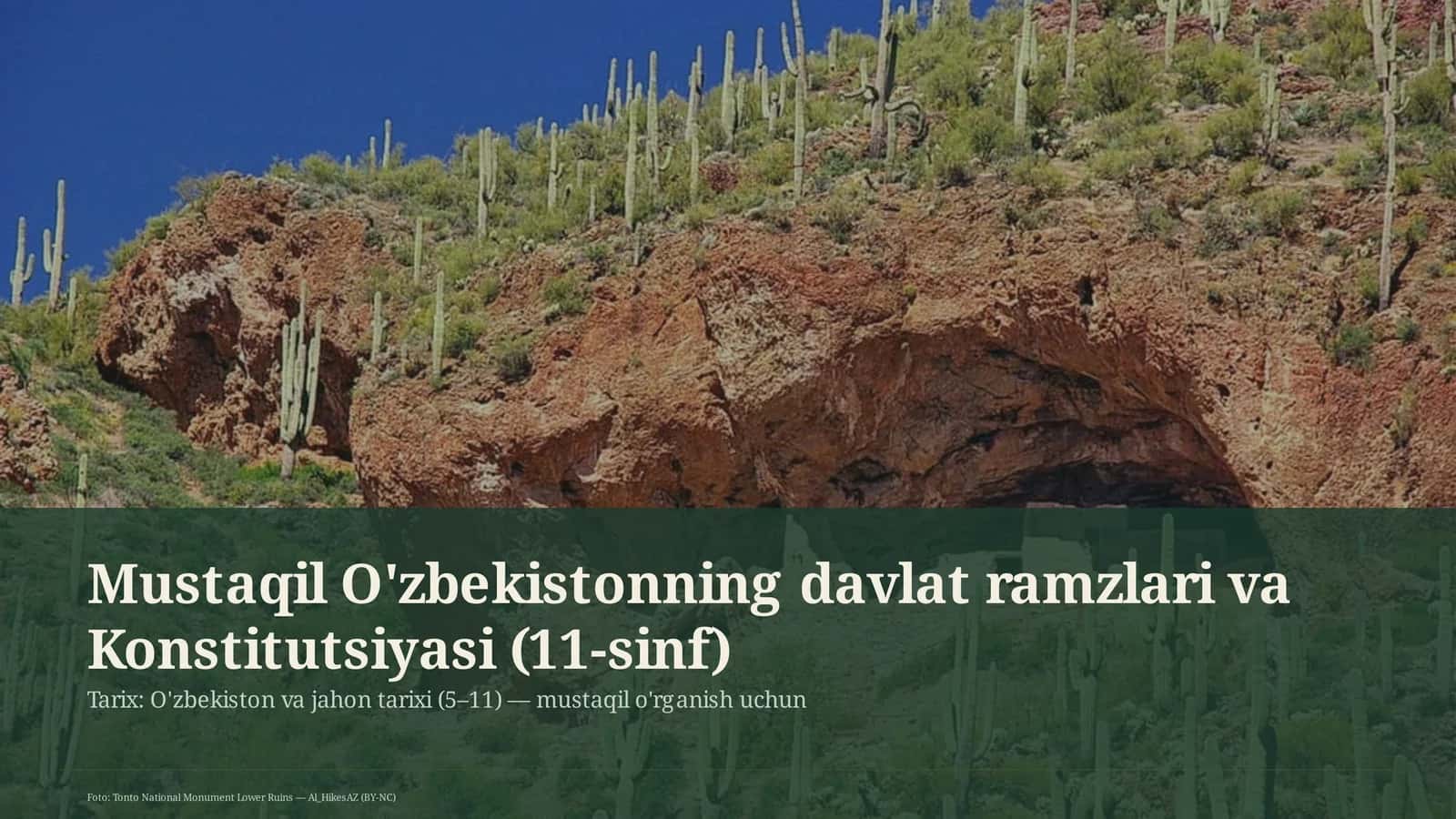 Mustaqil O'zbekistonning davlat ramzlari va Konstitutsiyasi (11-sinf) 1
