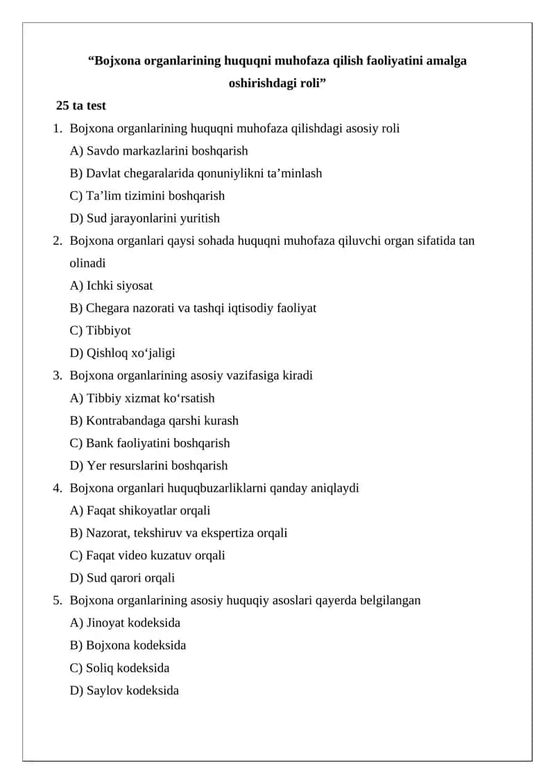 Bojxona organlarining huquqni muhofaza qilish faoliyatini amalga oshirishdagi roli 1