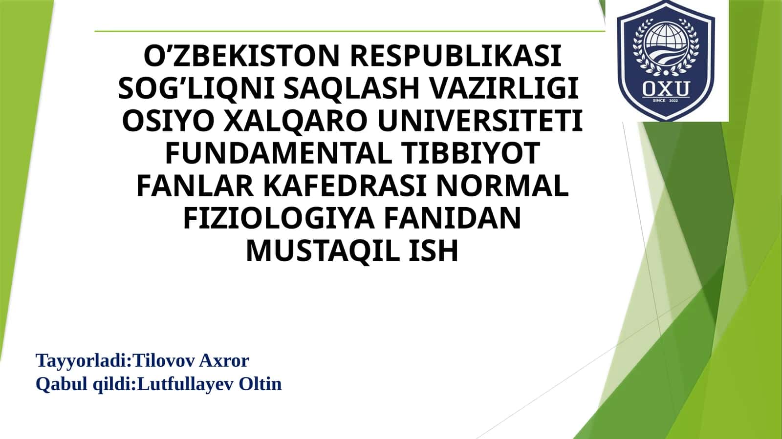 Mavzu:Eritrositlar,turlari funksiyalari gemoglobin va uning turlari 1