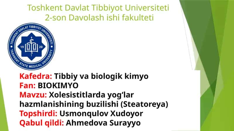 Xolesistitlarda yog'lar hazmlanishining buzilishi (Steatoreya) 1