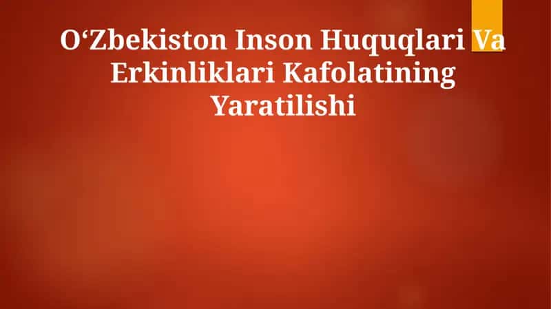 Oʻzbekiston Inson Huquqlari Va Erkinliklari Kafolatining Yaratilishi 1