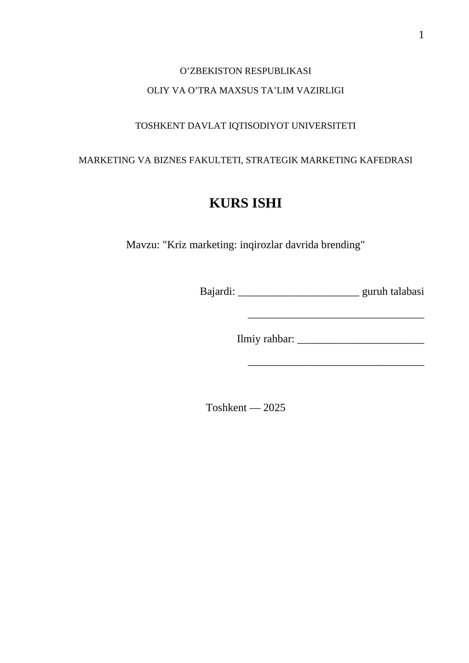 "Kriz marketing: inqirozlar davrida brending" 1