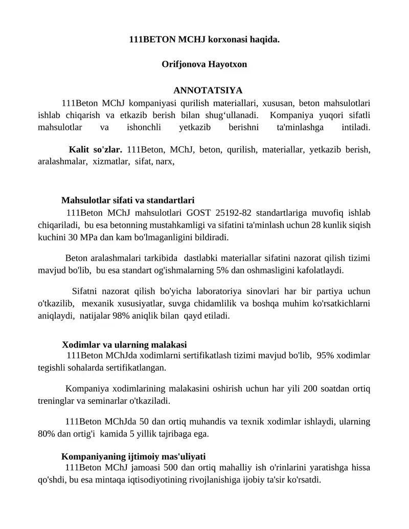 111Beton MCHJ 1