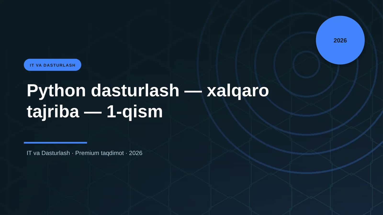 Python dasturlash — xalqaro tajriba — 1-qism 1