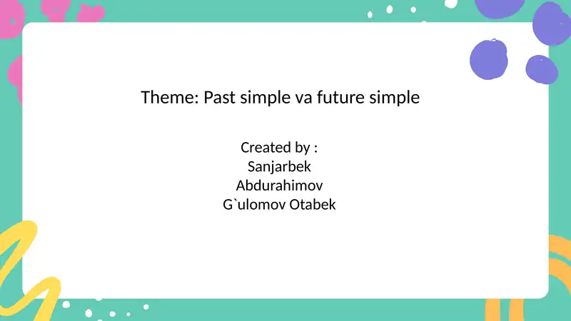 Past simple va future simple 1