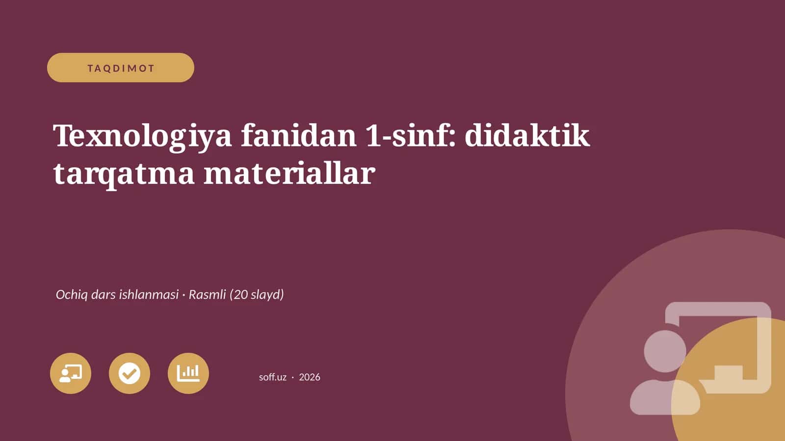 Texnologiya fanidan 1-sinf: didaktik tarqatma materiallar 1